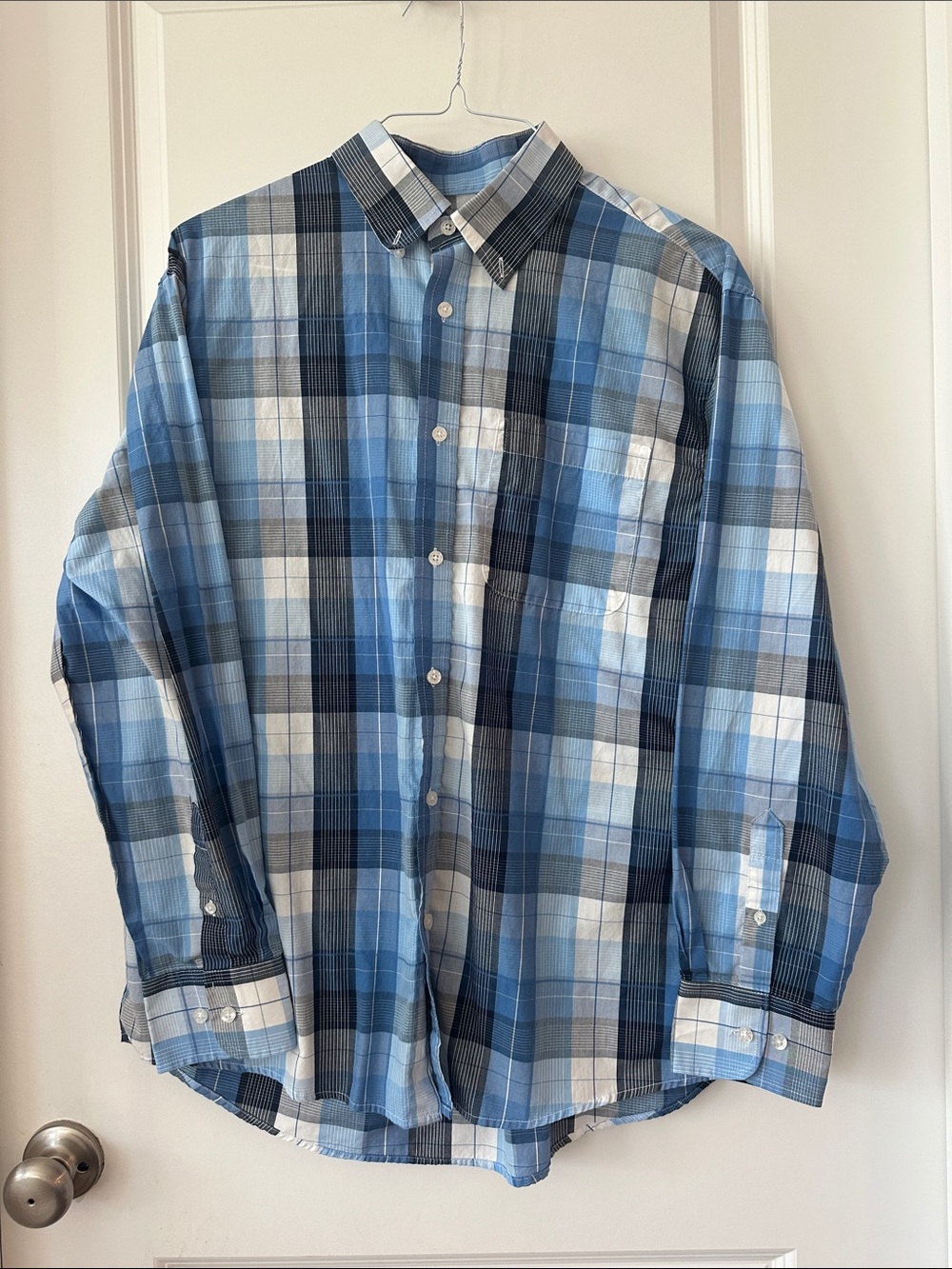 Classic Blue Plaid Button-Down Shirt - Men's Casual
